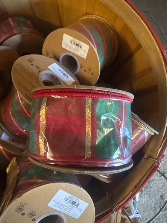 2.5” Red/Green/Gold Plaid