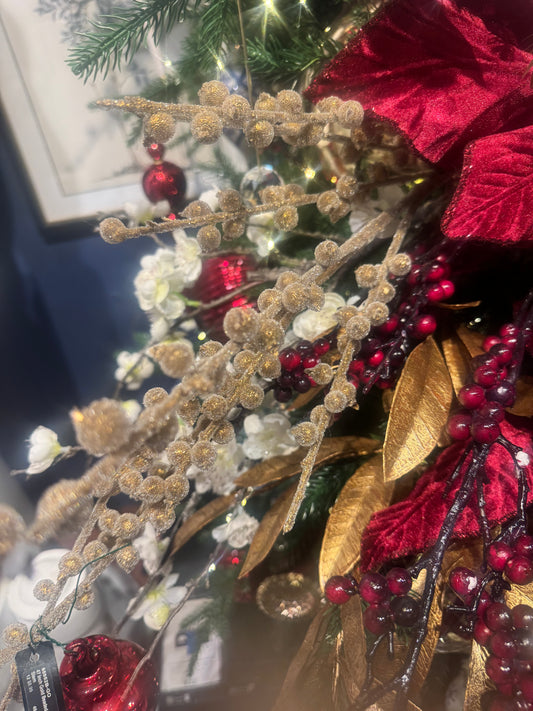 47” Gold Beaded Berry Stem