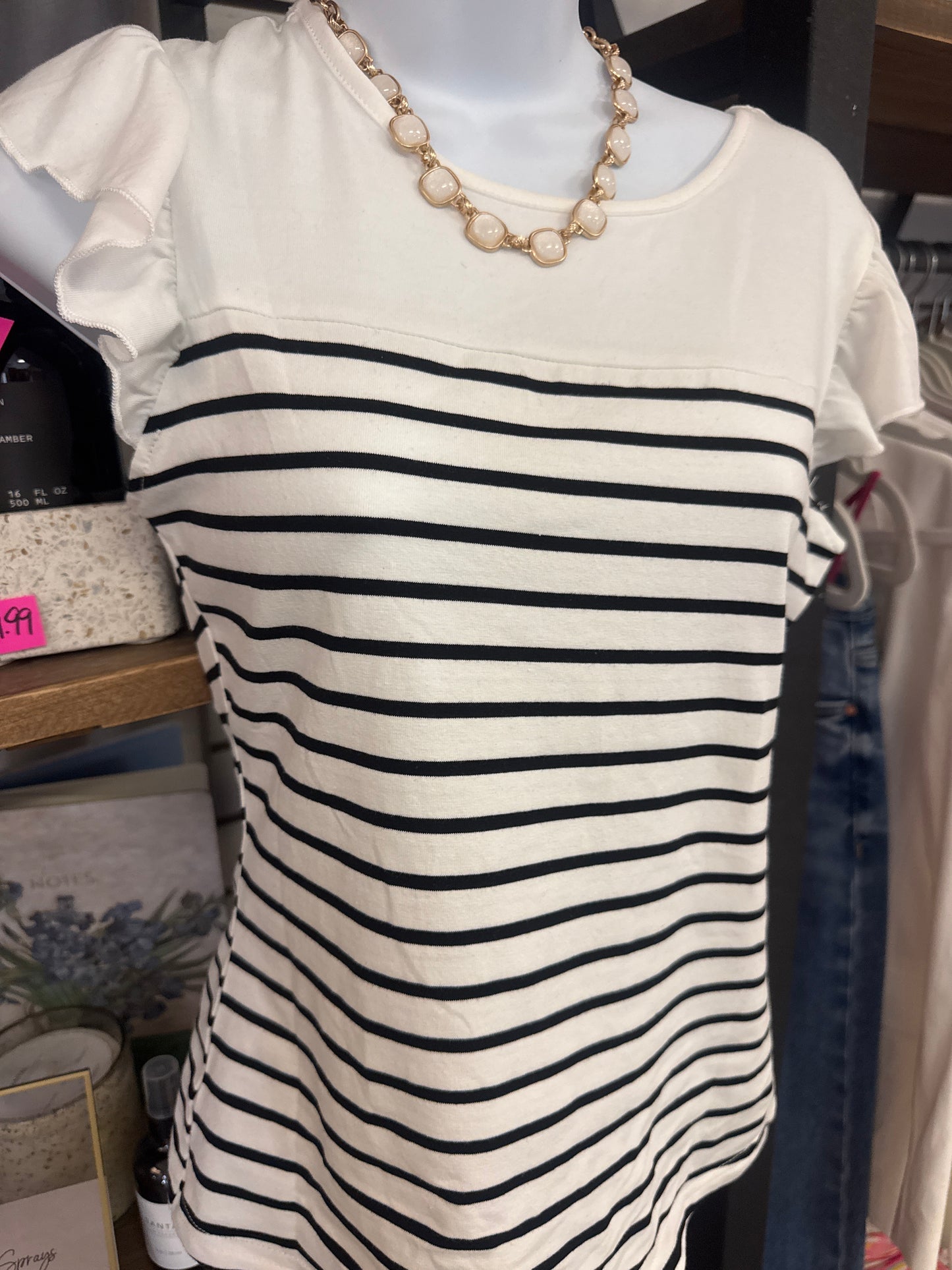 Black White Stripe Top