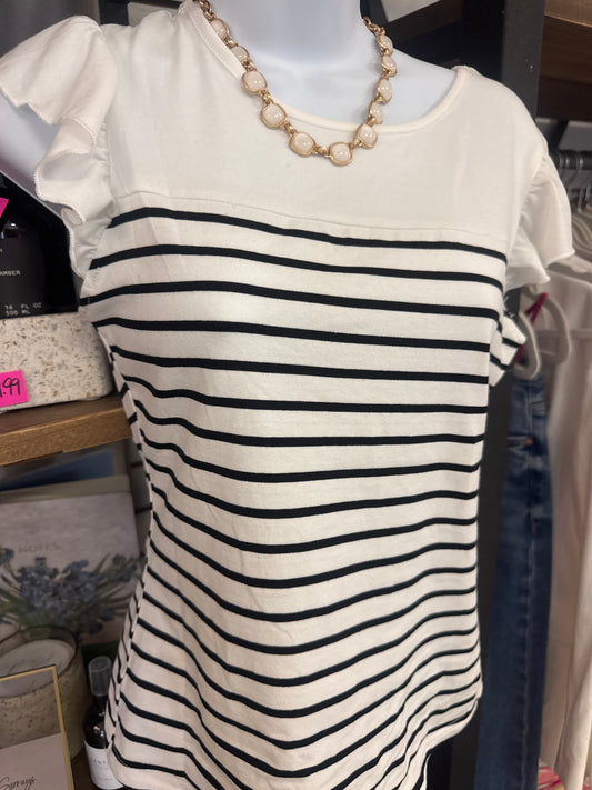 Black White Stripe Top