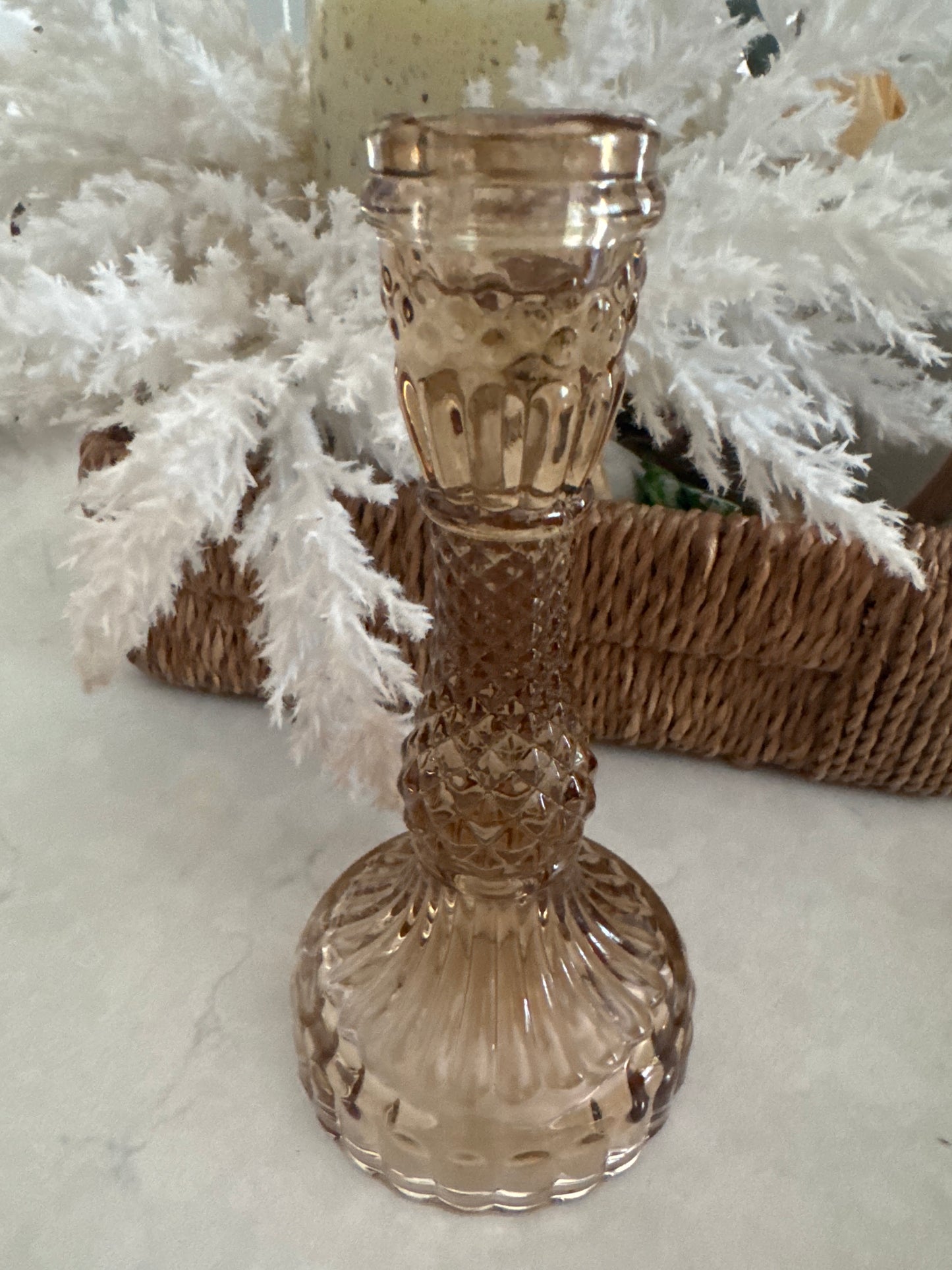 Light Brown Glass Candlestick