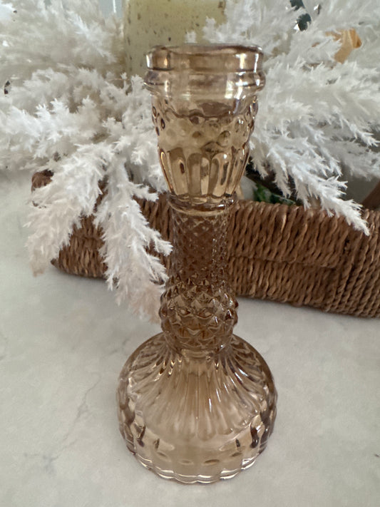 Light Brown Glass Candlestick