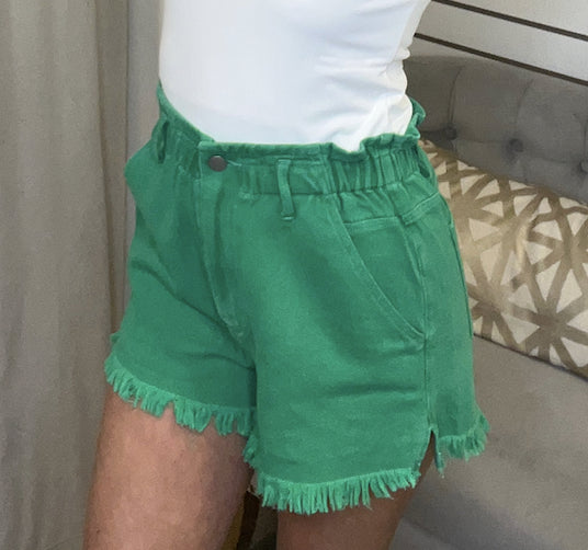 Green Denim Shorts