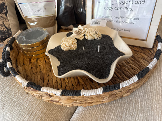 Black White Woven Tray
