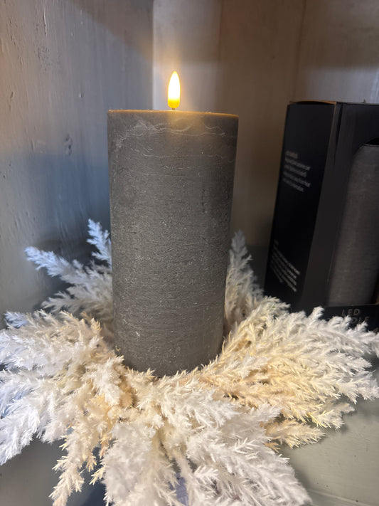 Large Gray Flameless Pillar Candle - Gray