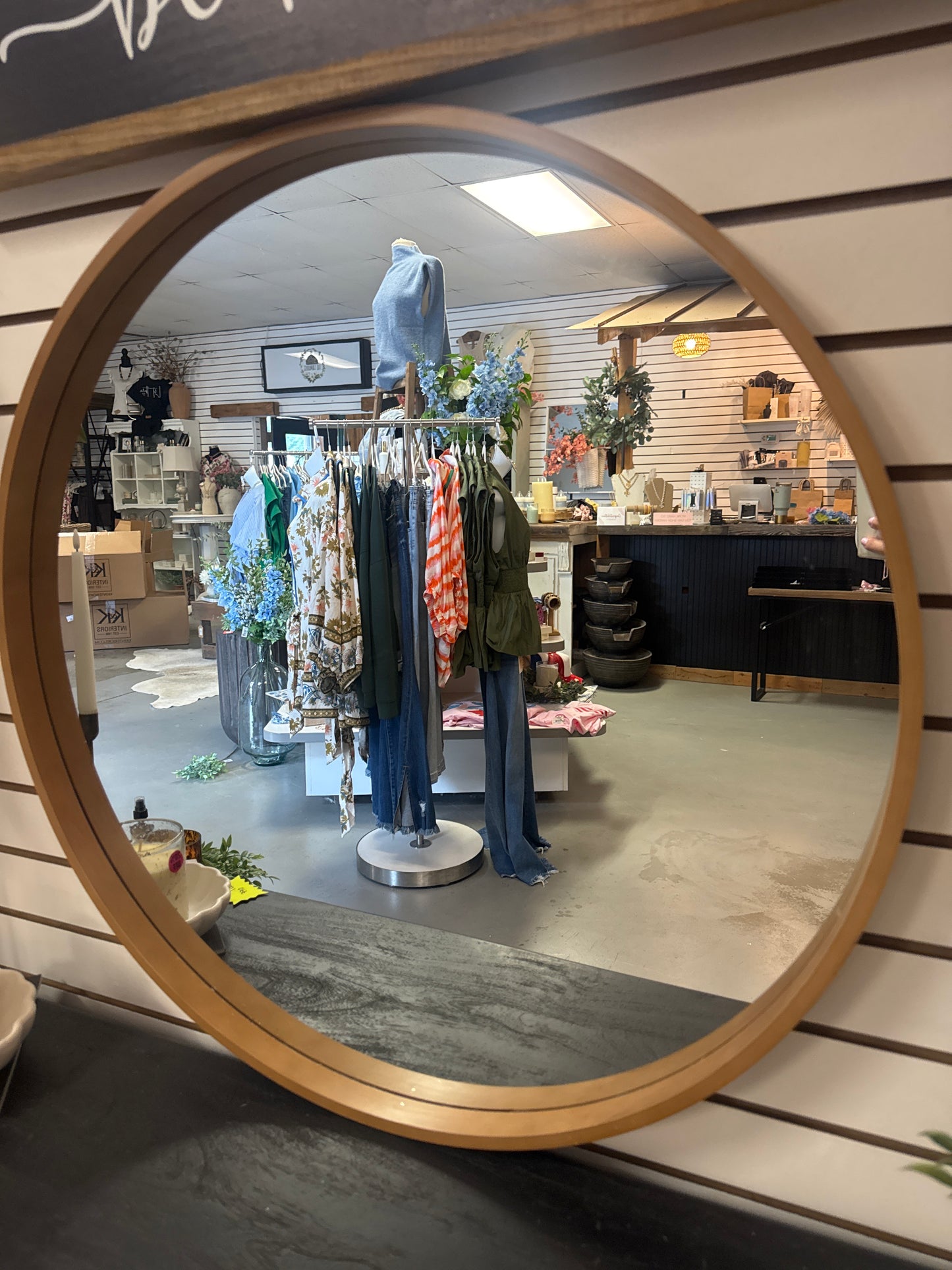 Round Wood Mirror