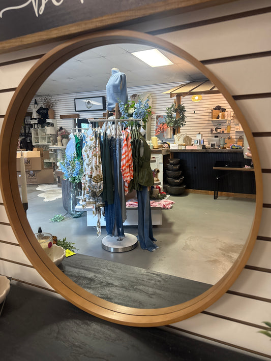 Round Wood Mirror