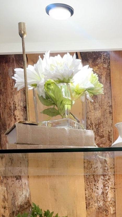 8” Real Touch 4 Bloom Glass Vase