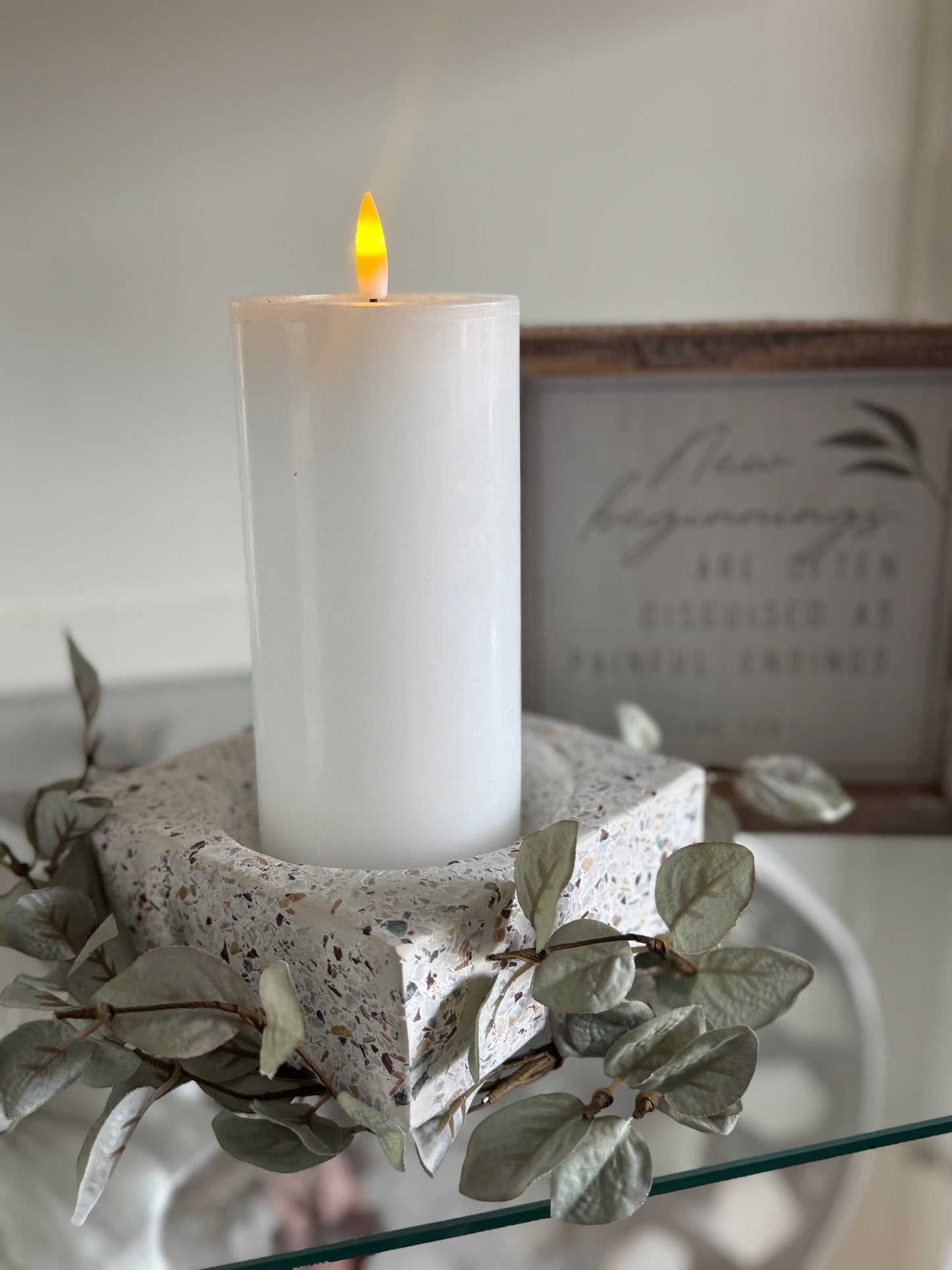 Light Green Eucalyptus Candle Ring