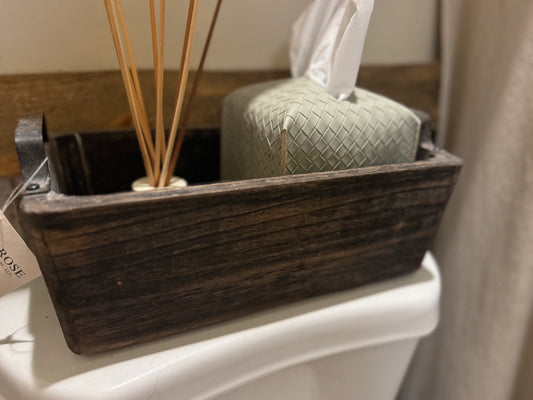 Wood Box W/ Metal Handles