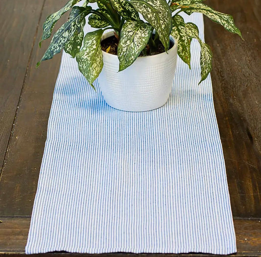 Searsucker Blue/White Runner