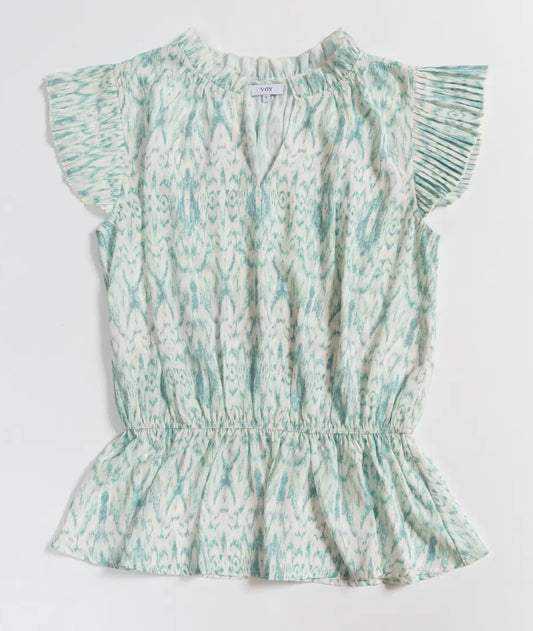 Pleated Printed Top