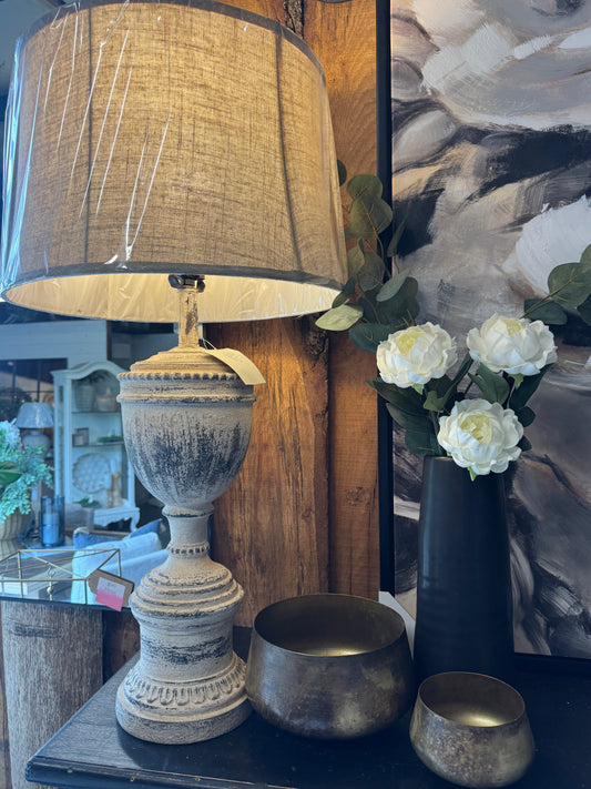 Black Cream Distressed Lamp