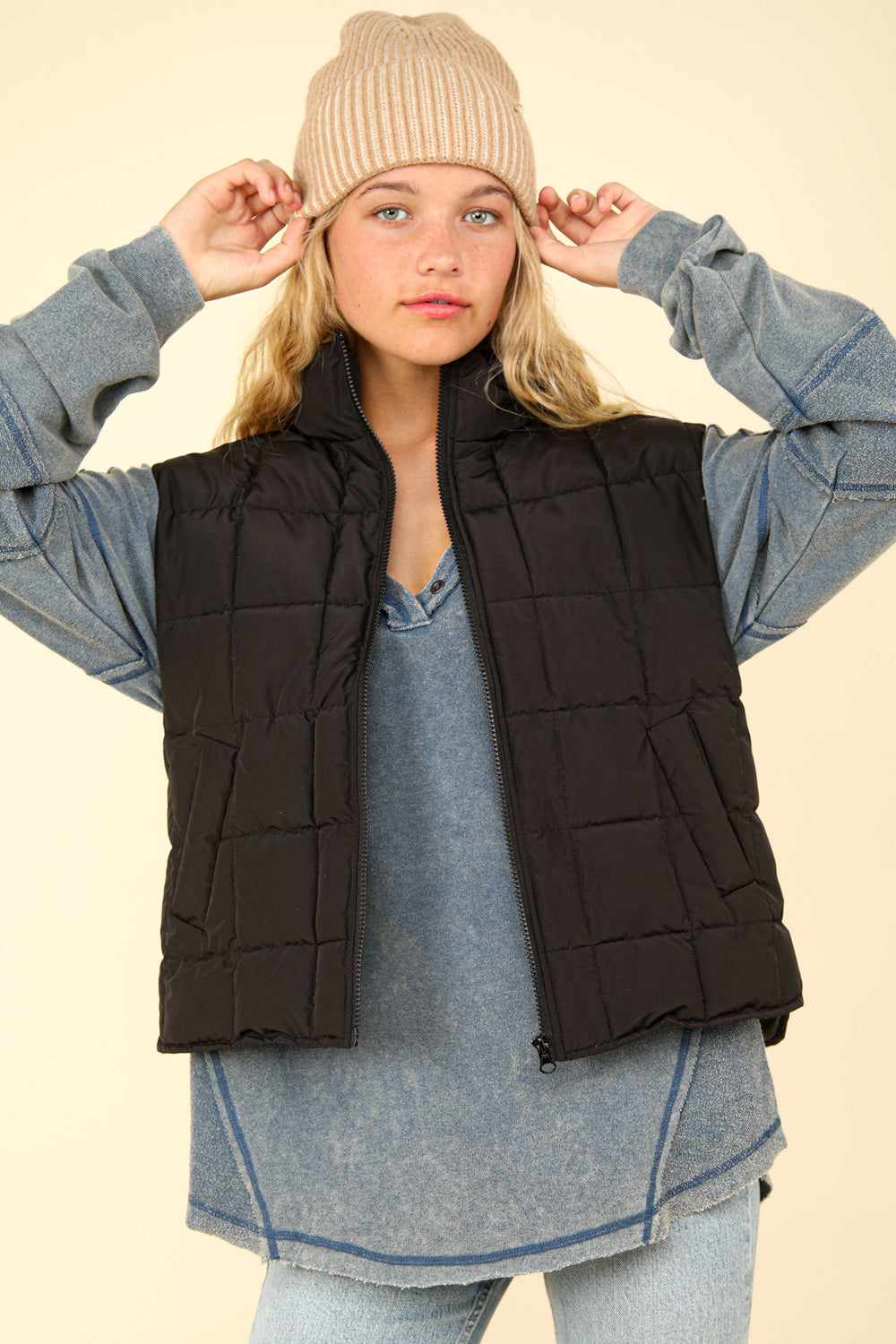 Black Padded Puffer Vest