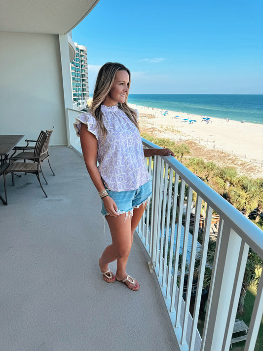 Lavender Embroidered Top