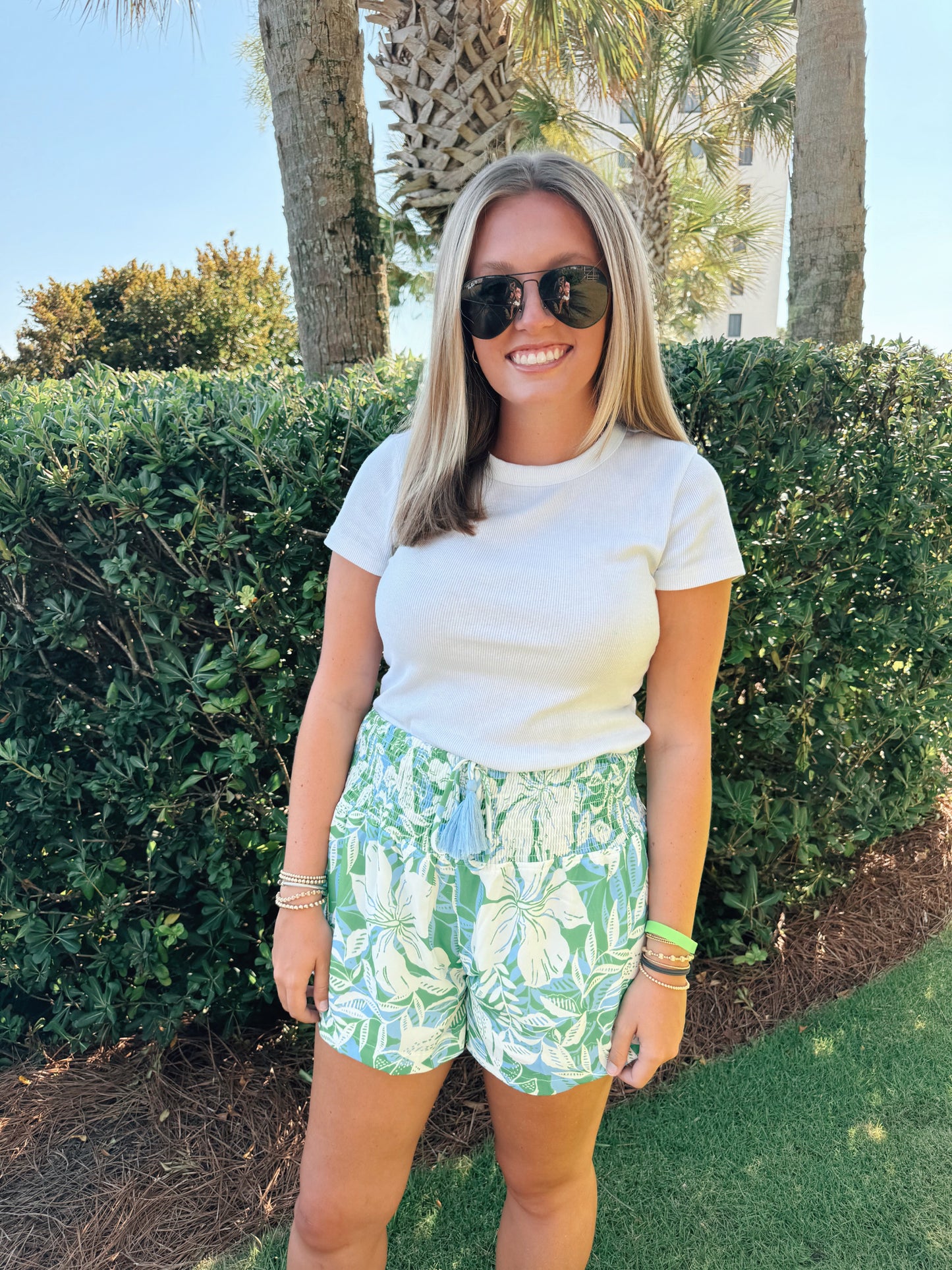 Green Printed Shorts