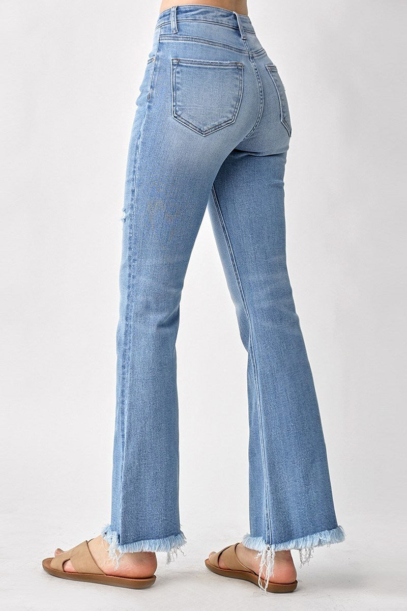 Risen Frayed Hem Bootcut Jeans