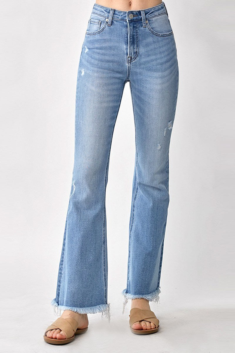 Risen Frayed Hem Bootcut Jeans