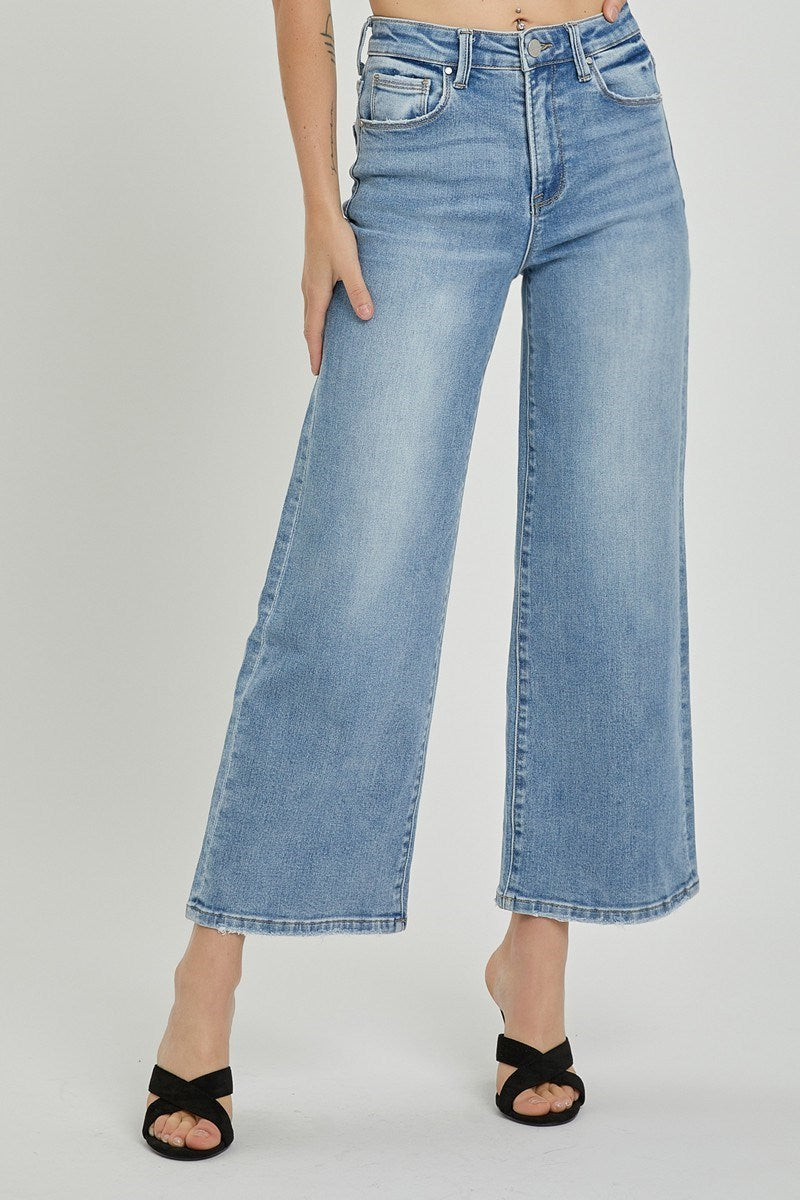 Risen High Rise Wide Crop Jeans