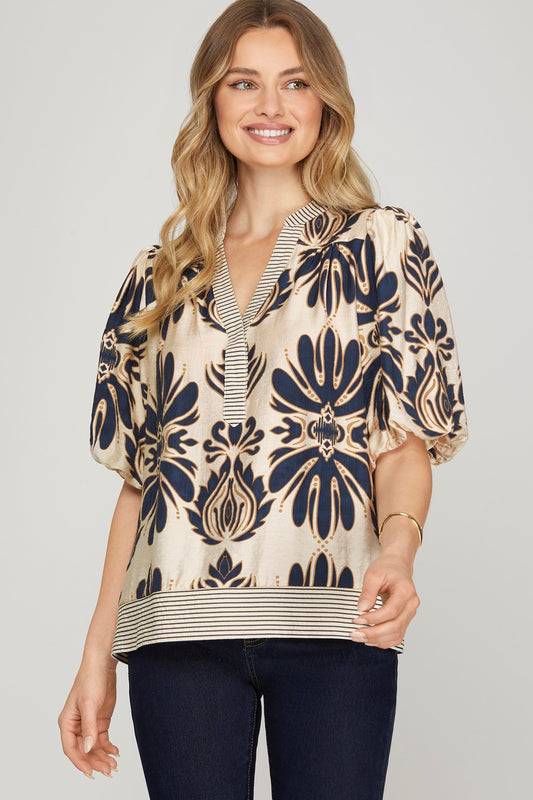 Navy Bubble Sleeve Regular & Plus