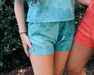 Teal Quilted Washed Comfy Knit Shorts