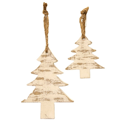 Distressed Wood Tree  Ornaments