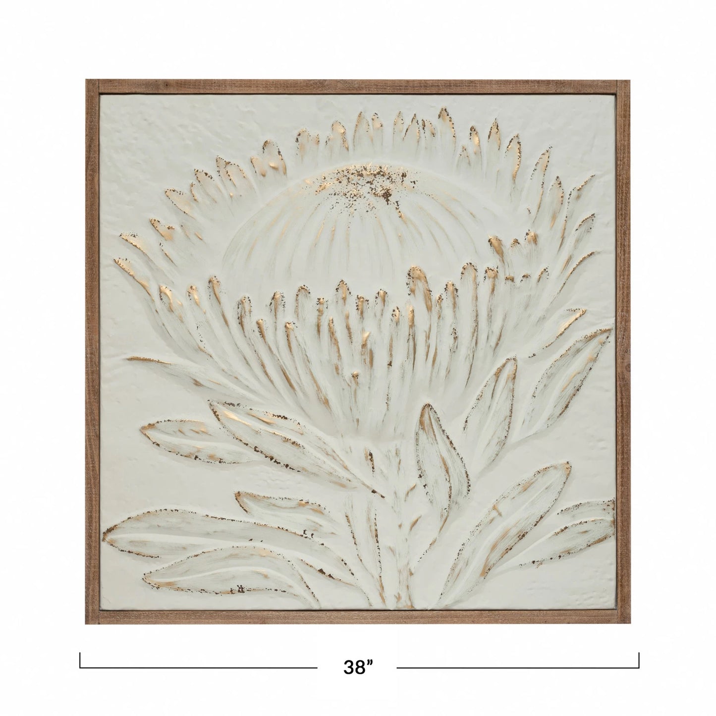 Wood Framed Metal Wall Decor with Embossed Protea ***LOCAL PICKUP ONLY***