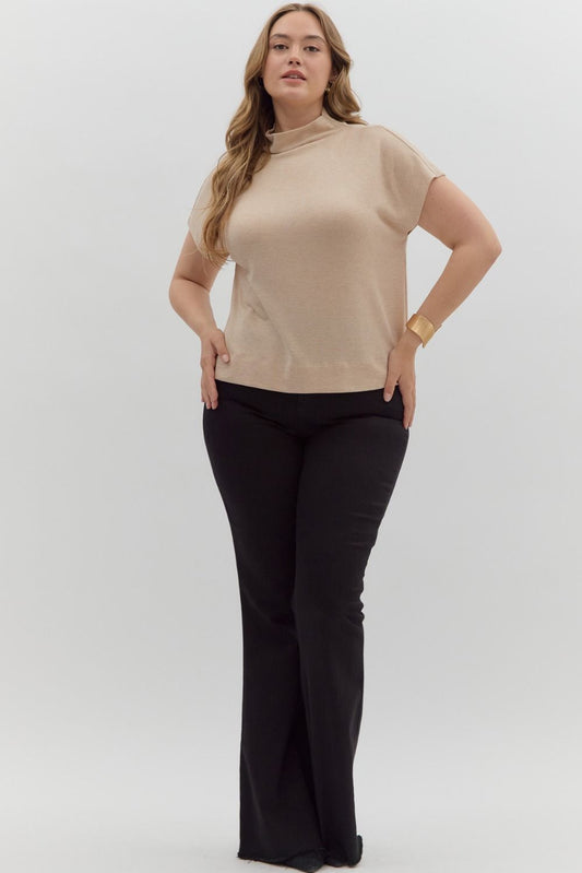 Taupe Mock Neck in Plus