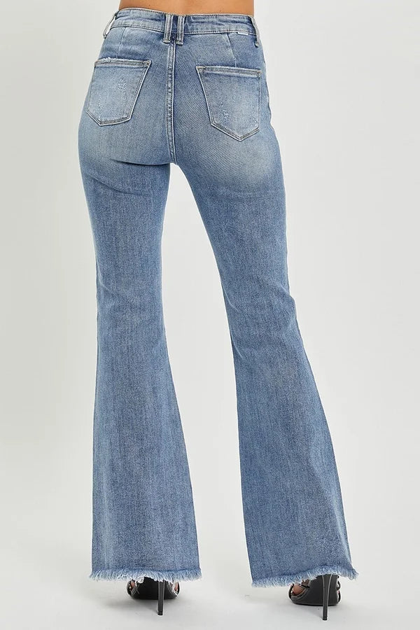 Risen Frayed Hem Flare Jean