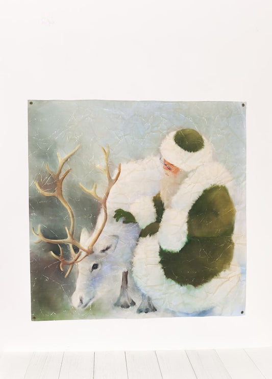 Santa & Reindeer Canvas Scroll