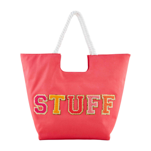 Coral Canvas Patch Tote